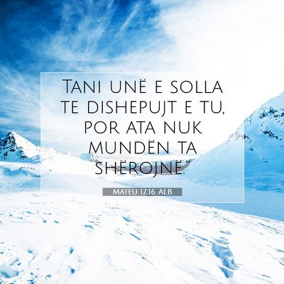 Picture 07 - Mateu 17:16 ALB - Tani unë e solla te dishepujt e tu, por ata nuk - Bible Verse Picture