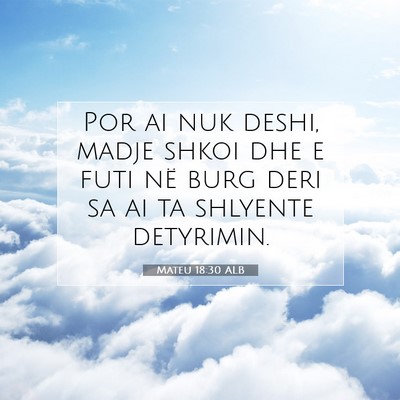 Picture 07 - Mateu 18:30 ALB - Por ai nuk deshi, madje shkoi dhe e futi në burg - Bible Verse Picture
