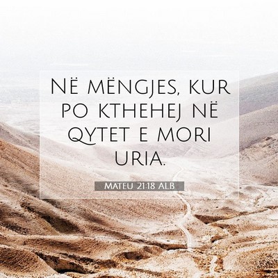 Picture 07 - Mateu 21:18 ALB - Në mëngjes, kur po kthehej në qytet e mori - Bible Verse Picture