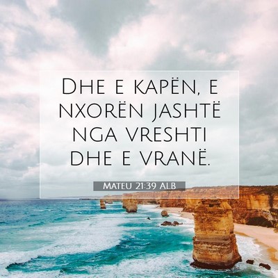 Picture 07 - Mateu 21:39 ALB - Dhe e kapën, e nxorën jashtë nga vreshti dhe e - Bible Verse Picture