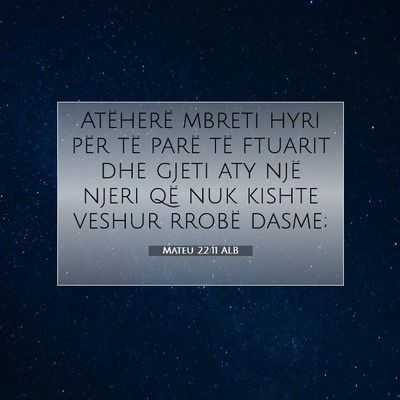 Picture 07 - Mateu 22:11 ALB - Atëherë mbreti hyri për të parë të ftuarit - Bible Verse Picture