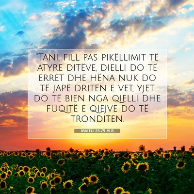 Picture 07 - Mateu 24:29 ALB - “Tani, fill pas pikëllimit të atyre ditëve, - Bible Verse Picture