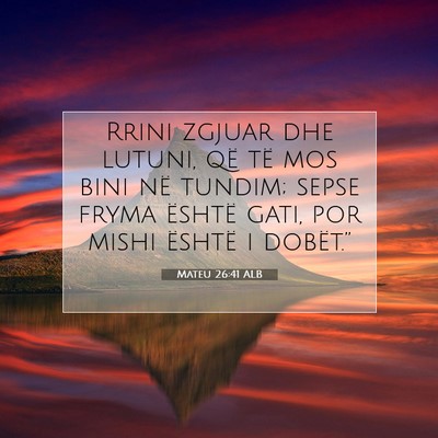 Picture 07 - Mateu 26:41 ALB - Rrini zgjuar dhe lutuni, që të mos bini në - Bible Verse Picture