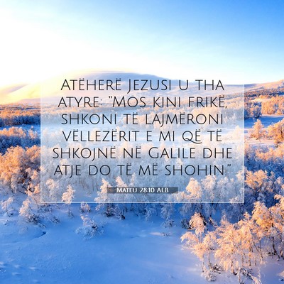 Picture 07 - Mateu 28:10 ALB - Atëherë Jezusi u tha atyre: “Mos kini frikë, - Bible Verse Picture