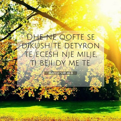Picture 07 - Mateu 5:41 ALB - Dhe në qoftë se dikush të detyron të ecësh - Bible Verse Picture