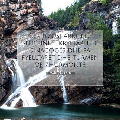 Picture 07 - Mateu 9:23 ALB - Kur Jezusi arriti në shtëpinë e kryetarit të - Bible Verse Picture
