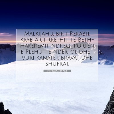 Picture 07 - Nehemia 3:14 ALB - Malkijahu, bir i Rekabit, kryetar i rrethit të - Bible Verse Picture