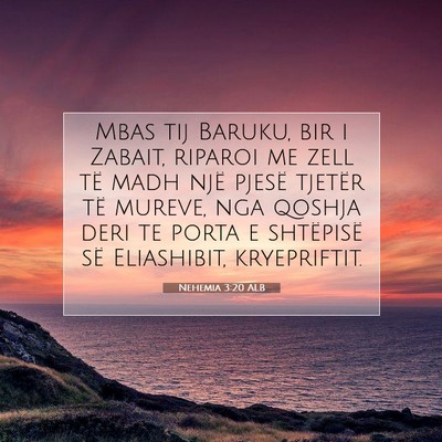 Picture 07 - Nehemia 3:20 ALB - Mbas tij Baruku, bir i Zabait, riparoi me zell - Bible Verse Picture