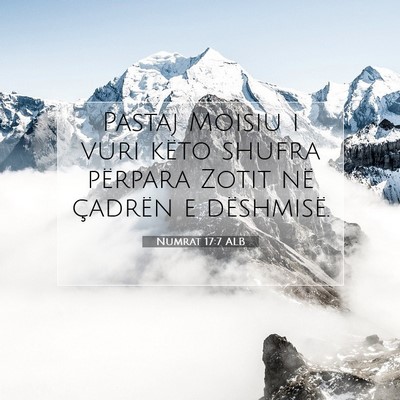 Picture 07 - Numrat 17:7 ALB - Pastaj Moisiu i vuri këto shufra përpara Zotit - Bible Verse Picture