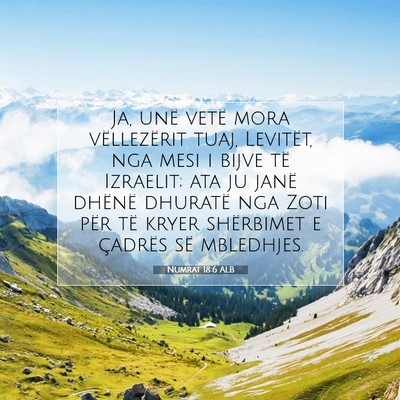 Picture 07 - Numrat 18:6 ALB - Ja, unë vetë mora vëllezërit tuaj, Levitët, - Bible Verse Picture