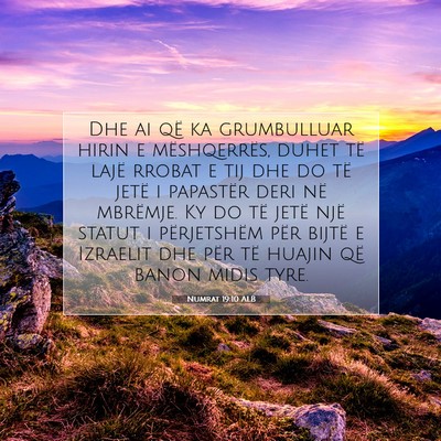 Picture 07 - Numrat 19:10 ALB - Dhe ai që ka grumbulluar hirin e mëshqerrës, - Bible Verse Picture