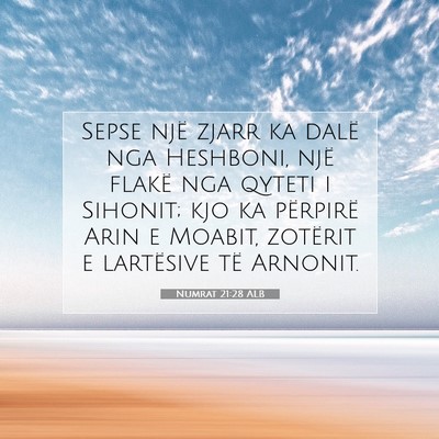 Picture 07 - Numrat 21:28 ALB - Sepse një zjarr ka dalë nga Heshboni, një - Bible Verse Picture