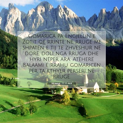 Picture 07 - Numrat 22:23 ALB - Gomarica pa Engjëllin e Zotit që rrinte në - Bible Verse Picture