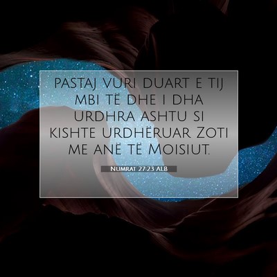 Picture 07 - Numrat 27:23 ALB - pastaj vuri duart e tij mbi të dhe i dha urdhra - Bible Verse Picture