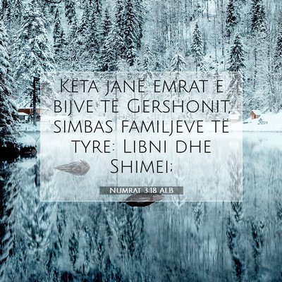 Picture 07 - Numrat 3:18 ALB - Këta janë emrat e bijve të Gershonit, simbas - Bible Verse Picture