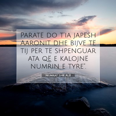 Picture 07 - Numrat 3:48 ALB - Paratë do t’ia japësh Aaronit dhe bijve të - Bible Verse Picture