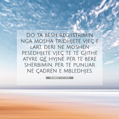 Picture 07 - Numrat 4:23 ALB - Do ta bësh regjistrimin nga mosha tridhjetë - Bible Verse Picture