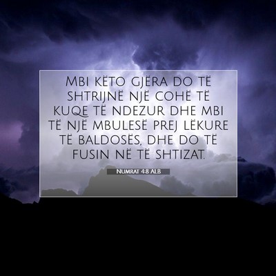 Picture 07 - Numrat 4:8 ALB - Mbi këto gjëra do të shtrijnë një cohë të - Bible Verse Picture