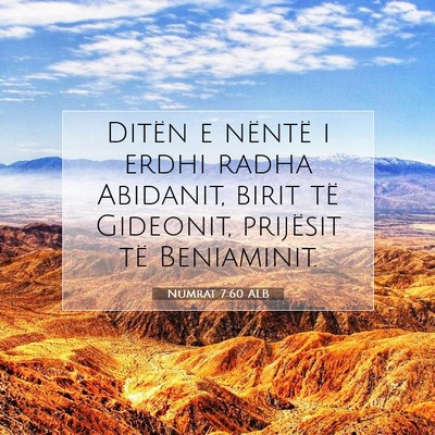 Picture 07 - Numrat 7:60 ALB - Ditën e nëntë i erdhi radha Abidanit, birit - Bible Verse Picture