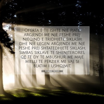 Picture 07 - Numrat 7:61 ALB - Oferta e tij ishte një pjatë argjendi me një - Bible Verse Picture