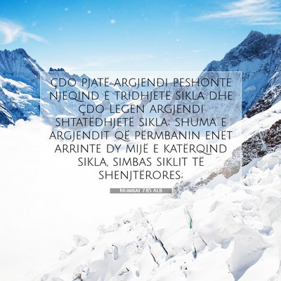 Picture 07 - Numrat 7:85 ALB - çdo pjatë argjendi peshonte njëqind e - Bible Verse Picture