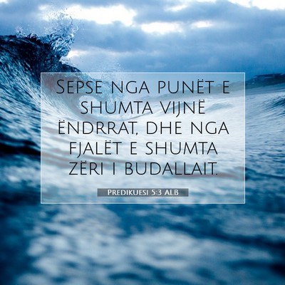 Picture 07 - Predikuesi 5:3 ALB - Sepse nga punët e shumta vijnë ëndrrat, dhe - Bible Verse Picture