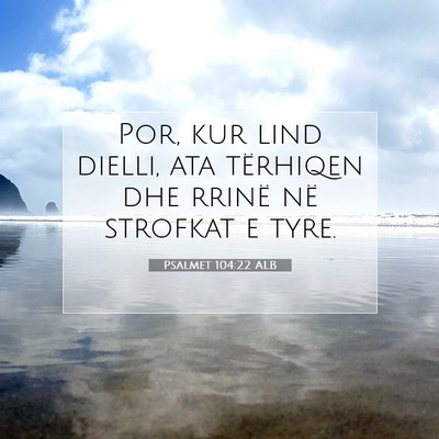 Picture 07 - Psalmet 104:22 ALB - Por, kur lind dielli, ata tërhiqen dhe rrinë - Bible Verse Picture