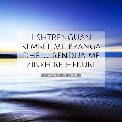 Picture 07 - Psalmet 105:18 ALB - I shtrënguan këmbët me pranga dhe u rëndua me - Bible Verse Picture