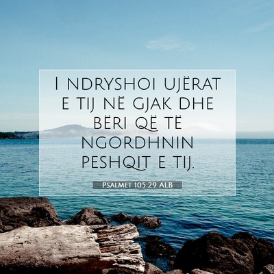 Picture 07 - Psalmet 105:29 ALB - I ndryshoi ujërat e tij në gjak dhe bëri që - Bible Verse Picture