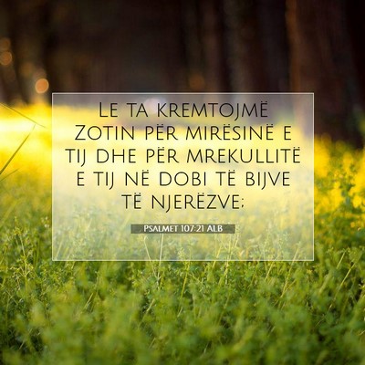 Picture 07 - Psalmet 107:21 ALB - Le ta kremtojmë Zotin për mirësinë e tij dhe - Bible Verse Picture