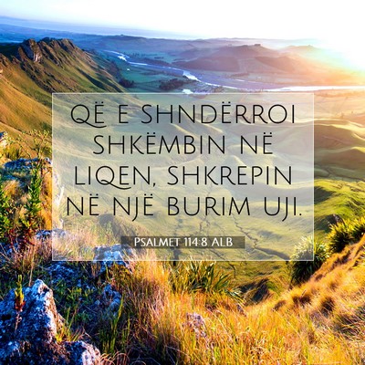 Picture 07 - Psalmet 114:8 ALB - që e shndërroi shkëmbin në liqen, shkrepin - Bible Verse Picture