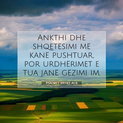 Picture 07 - Psalmet 119:143 ALB - Ankthi dhe shqetësimi më kanë pushtuar, por - Bible Verse Picture