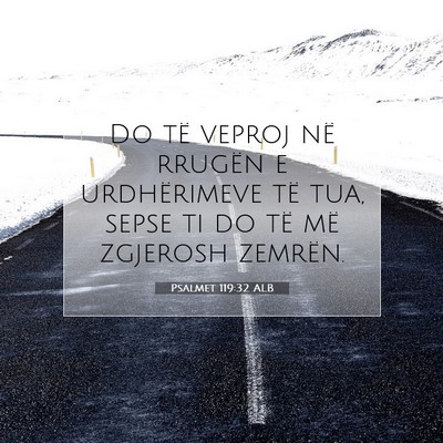 Picture 07 - Psalmet 119:32 ALB - Do të veproj në rrugën e urdhërimeve të tua, - Bible Verse Picture