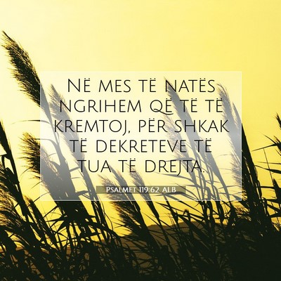 Picture 07 - Psalmet 119:62 ALB - Në mes të natës ngrihem që të të kremtoj, - Bible Verse Picture