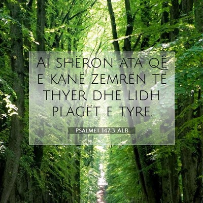Picture 07 - Psalmet 147:3 ALB - Ai shëron ata që e kanë zemrën të thyer dhe - Bible Verse Picture
