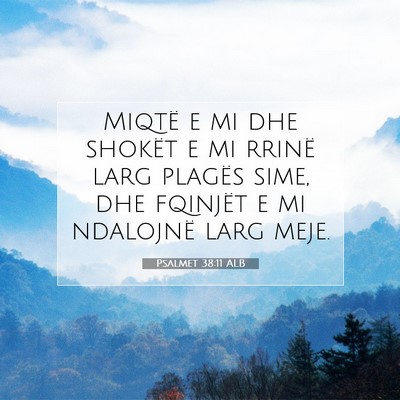 Picture 07 - Psalmet 38:11 ALB - Miqtë e mi dhe shokët e mi rrinë larg plagës - Bible Verse Picture