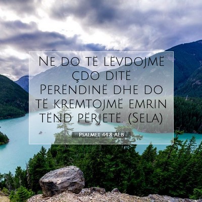 Picture 07 - Psalmet 44:8 ALB - Ne do të lëvdojmë çdo ditë Perëndinë dhe - Bible Verse Picture