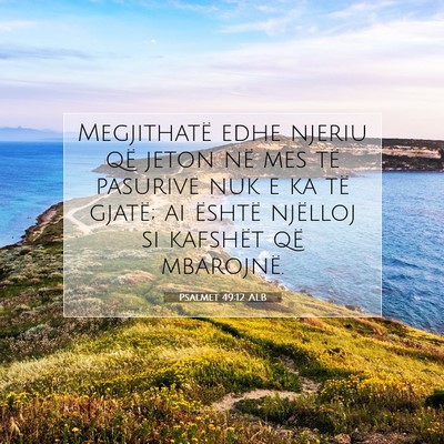 Picture 07 - Psalmet 49:12 ALB - Megjithatë edhe njeriu që jeton në mes të - Bible Verse Picture