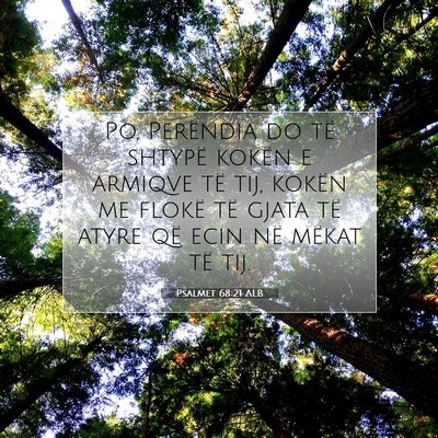 Picture 07 - Psalmet 68:21 ALB - Po, Perëndia do të shtypë kokën e armiqve të - Bible Verse Picture