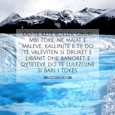 Picture 07 - Psalmet 72:16 ALB - Do të ketë bollëk gruri mbi tokë, në majat e - Bible Verse Picture