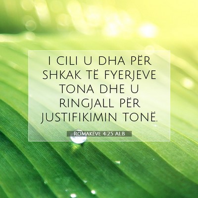Picture 07 - Romakëve 4:25 ALB - i cili u dha për shkak të fyerjeve tona dhe u - Bible Verse Picture