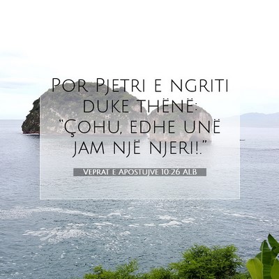 Picture 07 - Veprat e Apostujve 10:26 ALB - Por Pjetri e ngriti duke thënë: “Çohu, edhe - Bible Verse Picture
