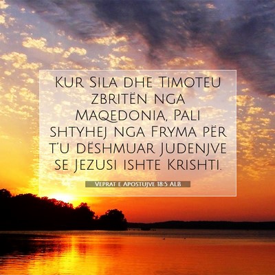 Picture 07 - Veprat e Apostujve 18:5 ALB - Kur Sila dhe Timoteu zbritën nga Maqedonia, Pali - Bible Verse Picture
