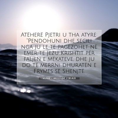 Picture 07 - Veprat e Apostujve 2:38 ALB - Atëherë Pjetri u tha atyre: “Pendohuni dhe - Bible Verse Picture