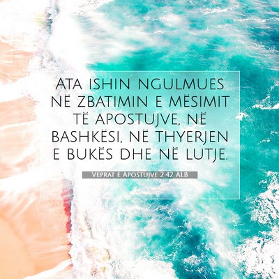 Picture 07 - Veprat e Apostujve 2:42 ALB - Ata ishin ngulmues në zbatimin e mësimit të - Bible Verse Picture
