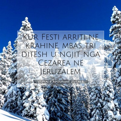 Picture 07 - Veprat e Apostujve 25:1 ALB - Kur Festi arriti në krahinë, mbas tri ditësh u - Bible Verse Picture
