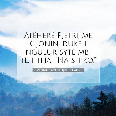 Picture 07 - Veprat e Apostujve 3:4 ALB - Atëherë Pjetri, me Gjonin, duke i ngulur sytë - Bible Verse Picture