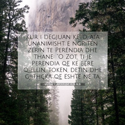 Picture 07 - Veprat e Apostujve 4:24 ALB - Kur i dëgjuan këto, ata unanimisht e ngritën - Bible Verse Picture