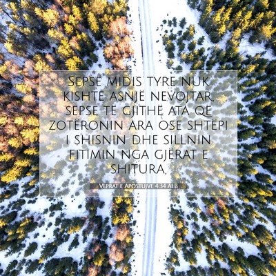 Picture 07 - Veprat e Apostujve 4:34 ALB - Sepse midis tyre nuk kishte asnjë nevojtar, - Bible Verse Picture