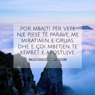 Picture 07 - Veprat e Apostujve 5:2 ALB - por mbajti për vete një pjesë të parave, me - Bible Verse Picture